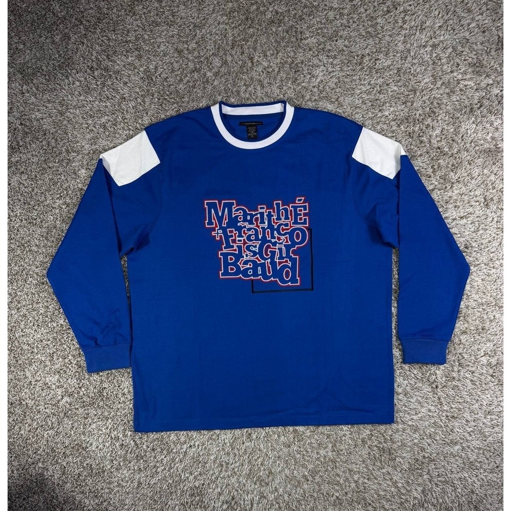 Vintage Y2K Marithé François Girbaud Blue Rugby Long Sleeve Embroidered Logo XL